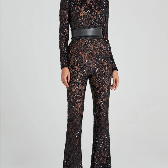 NADINE MERABI Black Sequin Jumpsuit - Picture 2 of 8